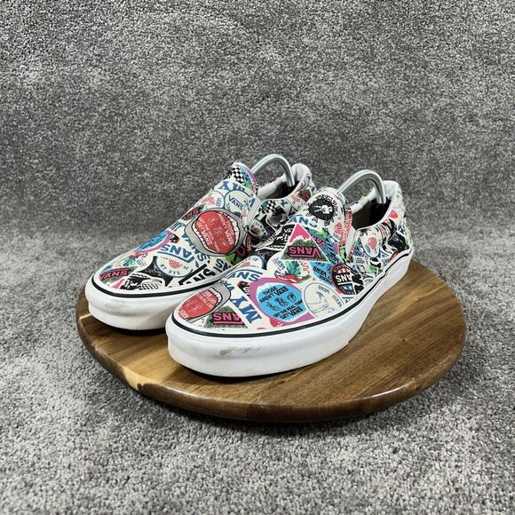 Vans Classic Slip On Men’s Size 11.5 Sticker Mash Up Grunge Y2K Skate Shoes Used main image 5